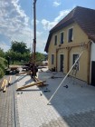 Výstavba zámkové dlažby a pergoly u Obecního domu